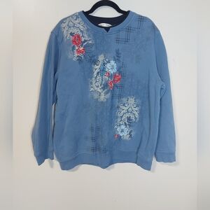 Northern Reflections Flower Blue Jay Sweater  Xxl
